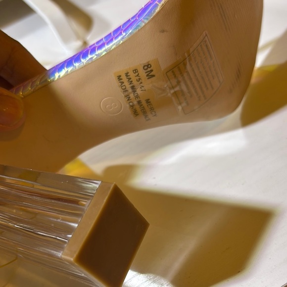 Cape Robbin Iridescent Strappy Heels with Clear Block Heel - Picture 4 of 4